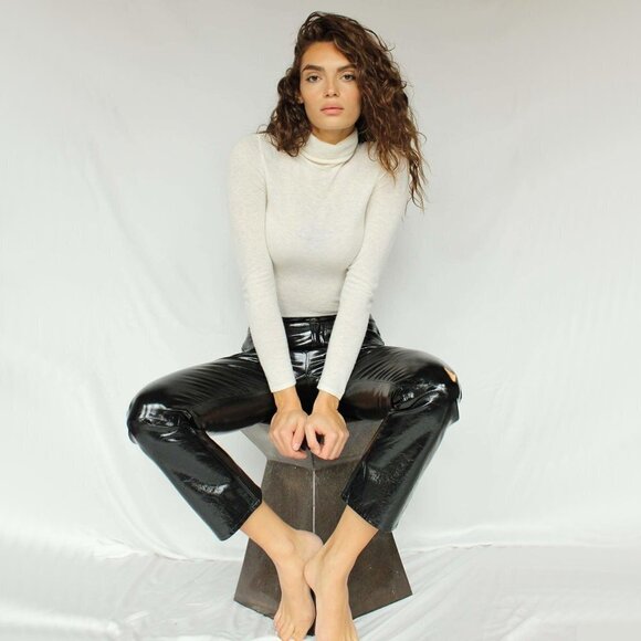 NWOT J Brand patent black lambskin leather cropped trousers, 31 - Picture 6 of 16